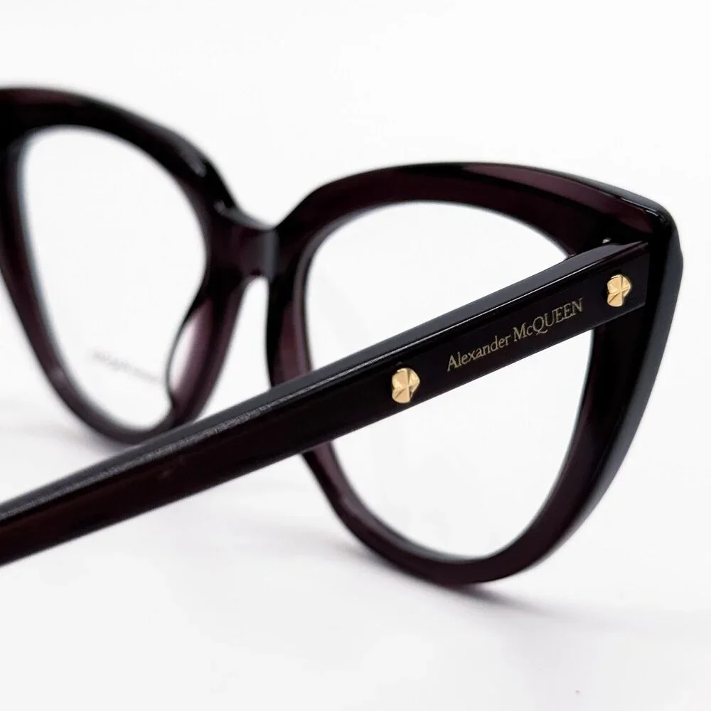 NEW ALEXANDER MCQUEEN EYEGLASSES AM0253O 003 CAT EYE VIOLET WOMEN EYEWEAR